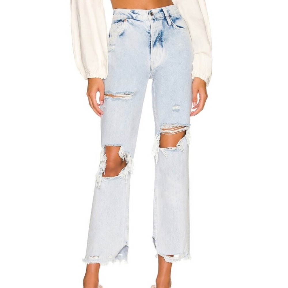 Free People We The Free Distressed Tapered Jeans Size 26 High Rise Denim